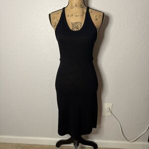 Wilfred Free Yasmin Tank Dress Black Open Back Knee Length V Neck Size S BodyCon